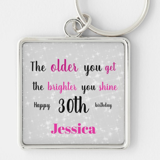 Inspirational Happy 30th Birthday Key Ring (Front)