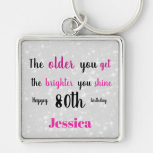 Inspirational Happy 80th Birthday Key Ring