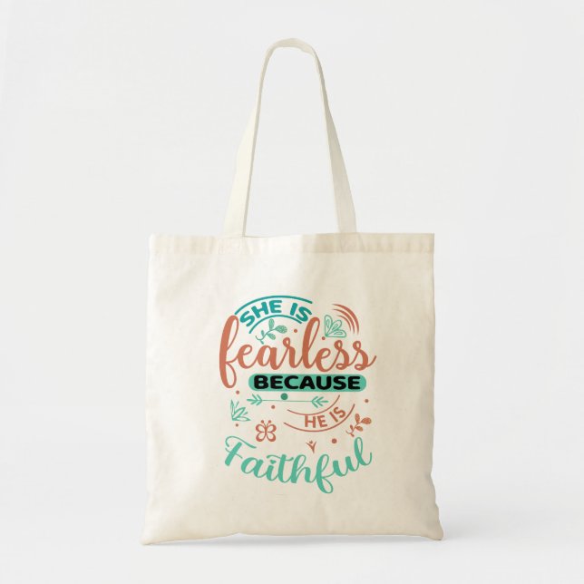 Inspirational He is Faithful Christian Tote Bag (Front)