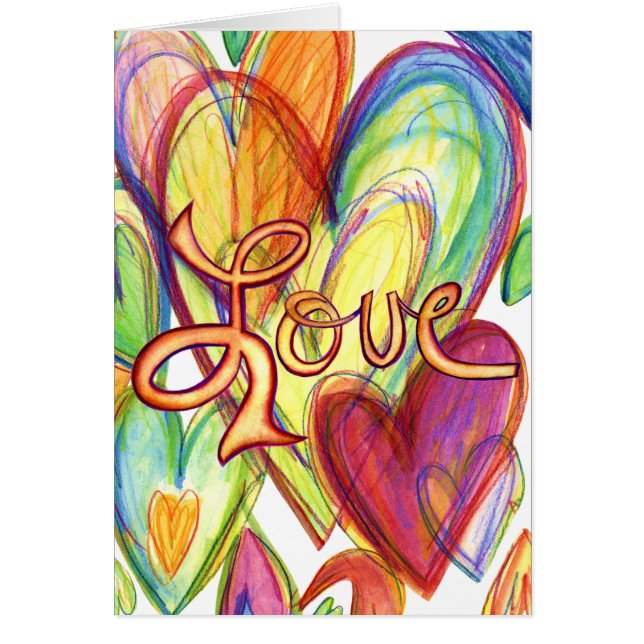 Inspirational Healing Hearts Love Card (Front)