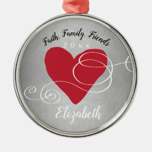 Inspirational Heard Faith Family Friends Holiday Metal Tree Decoration