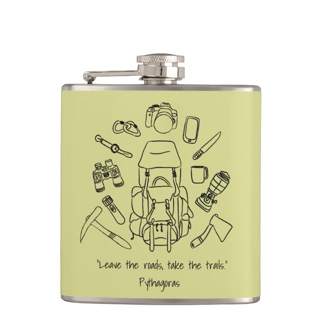 Inspirational Hiking Vinyl Wrapped Flask (Front)
