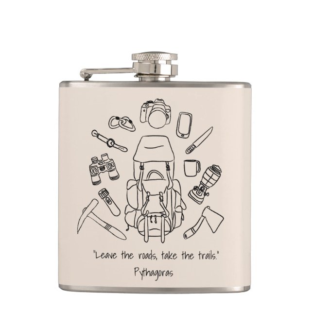 Inspirational Hiking Vinyl Wrapped Flask (Front)