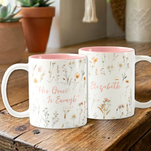 Inspirational His Grace Watercolor Wildflowers Two-Tone Coffee Mug
