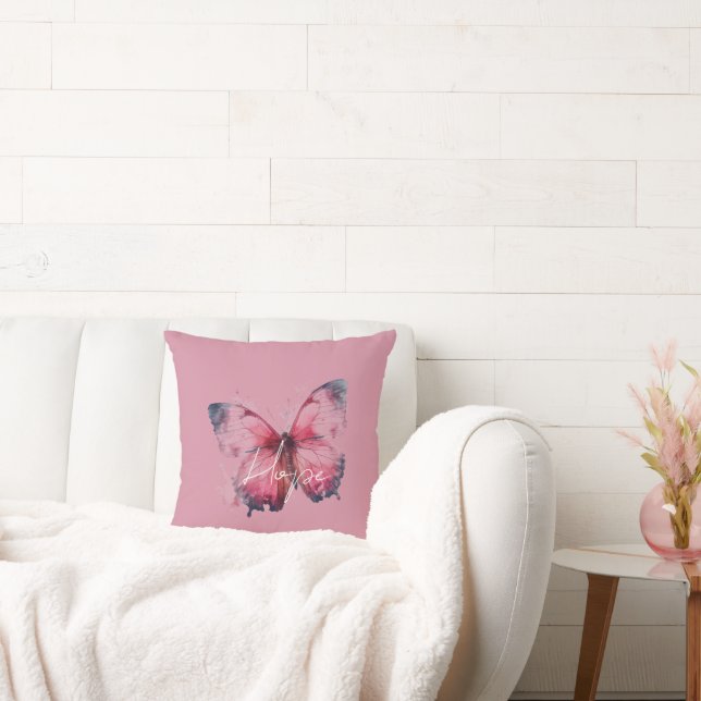 Inspirational Hope Pink Butterfly Cushion (Couch)