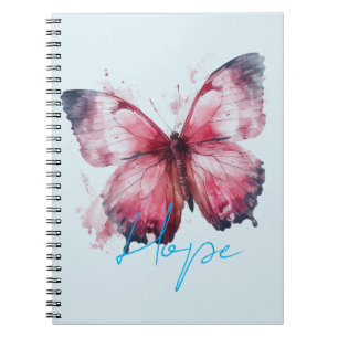 Inspirational Hope Pink Butterfly Notebook