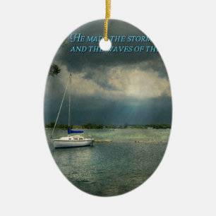 Inspirational - Hope - Sailor - Psalm 107-29 Ceramic Tree Decoration