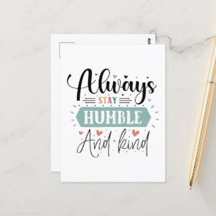 Inspirational humble kind word art postcard