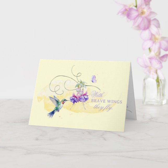 Inspirational Hummingbird and Butterfly Card (Orchid)