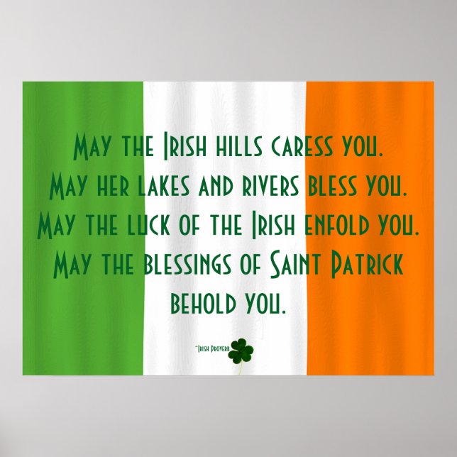Inspirational Irish Blessing Flag Shamrock Patrick Poster (Front)