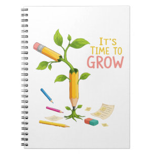 Inspirational "It's Time to Grow" Pencil Plant Notebook