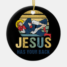 Inspirational Jesus Has Your Back Jiu Jitsu Retro 