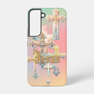 Inspirational Jesus Pastel Ornate Crosses Gold  Samsung Galaxy Case