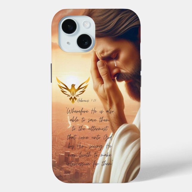 Inspirational Jesus Praying Gold Dove Scripture Case-Mate iPhone Case (Back)