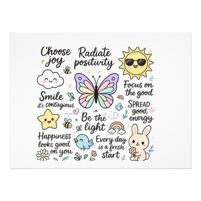 Inspirational Kawaii-Boho Butterfly Sticker Sheet  Photo Print (Front)