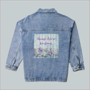 Inspirational Kindness Blue Floral Denim Jacket