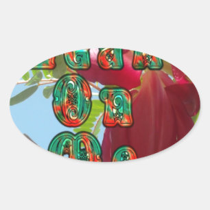 Inspirational Lean On Me Floral Skyward Art Print  Oval Sticker