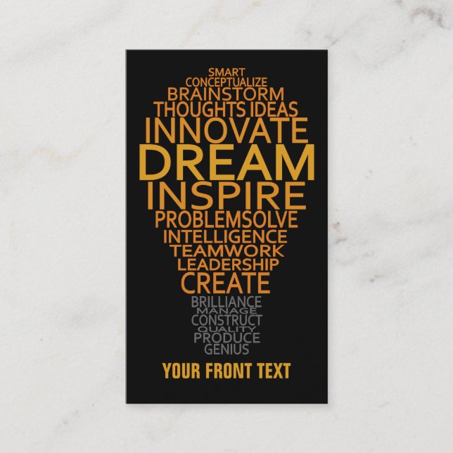 Inspirational Light Bulb custom business cards (Front)
