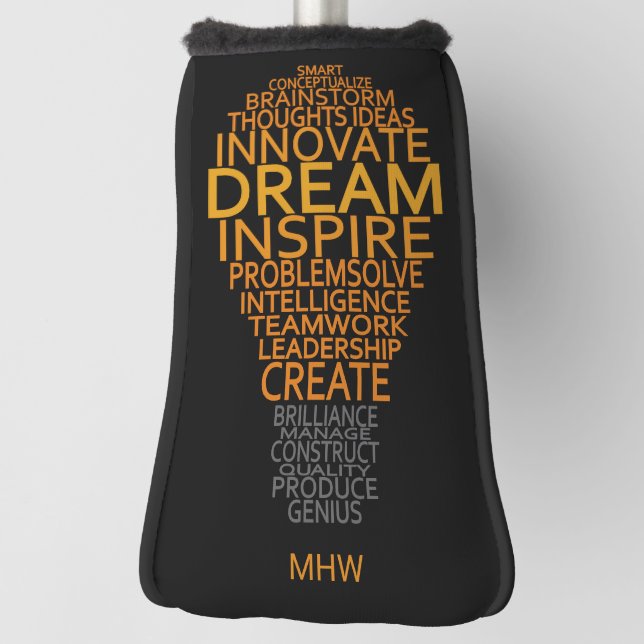 Inspirational Light Bulb custom monogram Golf Head Cover (Rotate 90)