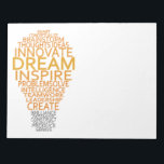Inspirational Light Bulb custom notepad<br><div class="desc">Using the "customise it" function,  you can change (edit) the background colour of this item and add your own text if you wish. See my store for more items with this design.</div>