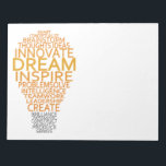 Inspirational Light Bulb custom notepad<br><div class="desc">Using the "customise it" function,  you can change (edit) the background colour of this item and add your own text if you wish. See my store for more items with this design.</div>