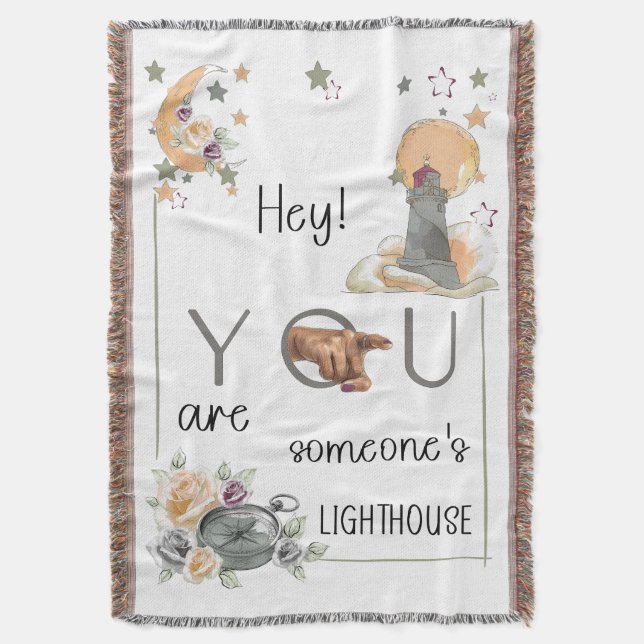 Inspirational Lighthouse Gift Positive Reminder Throw Blanket (Front Vertical)