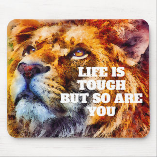 Inspirational Lion Face Tough Courage Fearless Mouse Pad