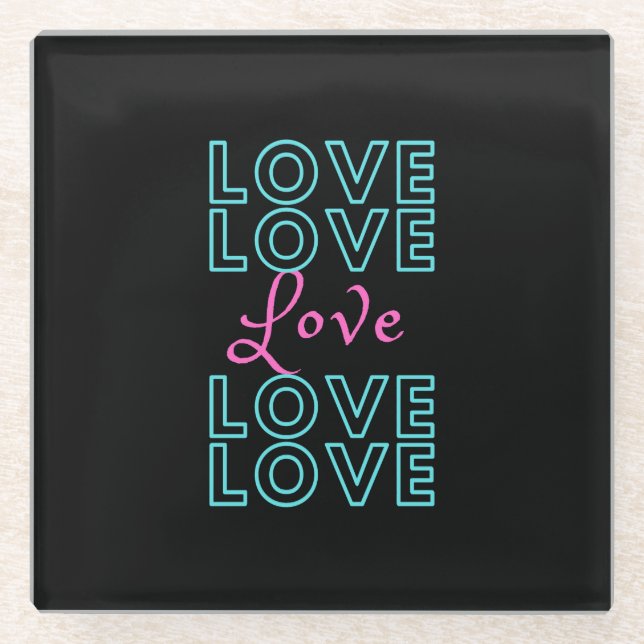 Inspirational Love Design  Glass Coaster (Front)