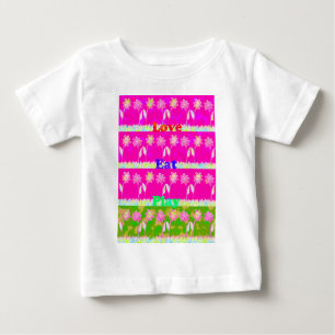Inspirational Love Eat Play Flower Design Baby T-Shirt