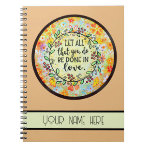 Inspirational Love Floral Pretty Personalised Notebook