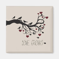 Inspirational Love Grows Hearts Tree Branch Birds