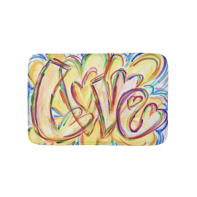 Inspirational Love Word Hearts Bath Mat (Front)