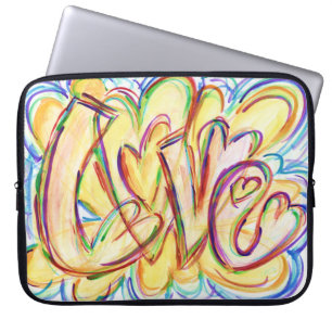 Inspirational Love Word Hearts Computer Sleeve