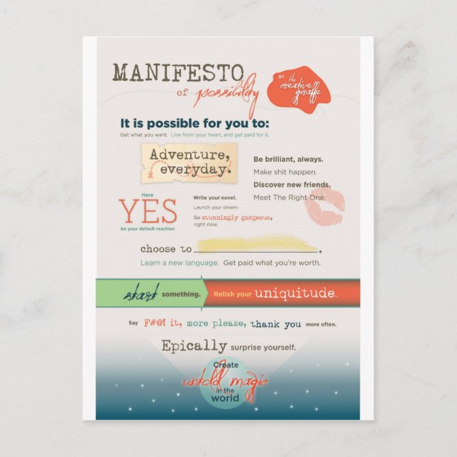 Inspirational Manifesto Postcard (Front)