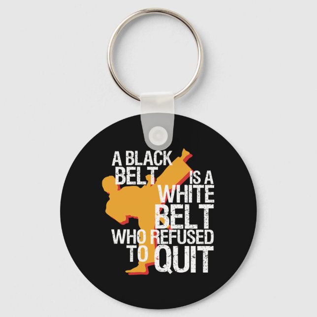 Inspirational Martial Arts Black Belt Fighter Key Ring (Front)