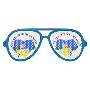 Inspirational message We stand with Ukraine  Aviator Sunglasses