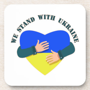 Inspirational message We stand with Ukraine Coaster