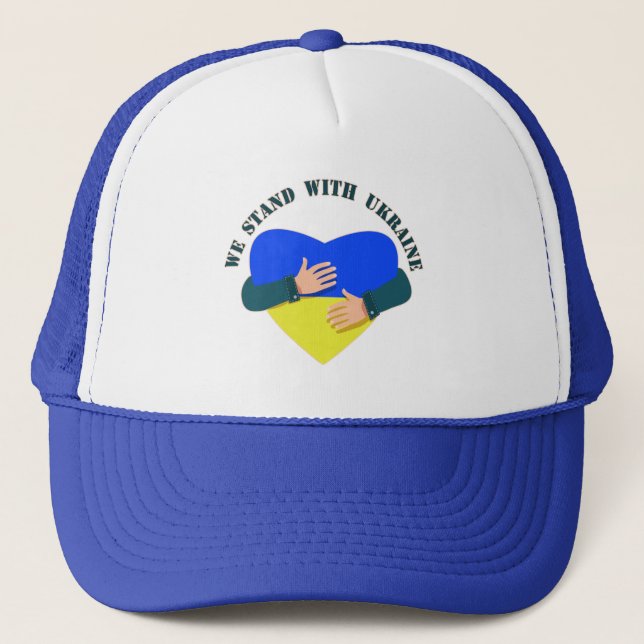 Inspirational message We stand with Ukraine  Trucker Hat (Front)