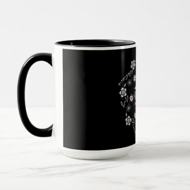 Inspirational Modern spiral flower mandala Mug (Left)