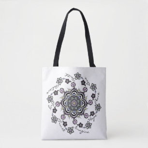 Inspirational Modern spiral flower mandala Tote Bag