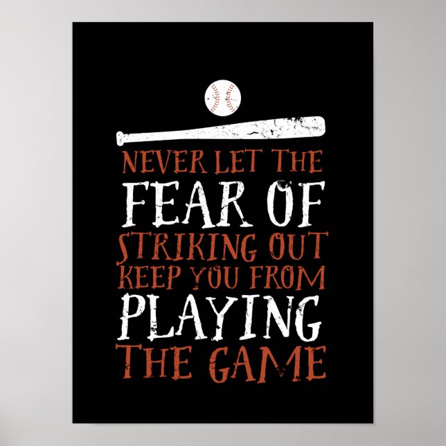 Inspirational Motivational Baseball Sport Quote Poster (Front)