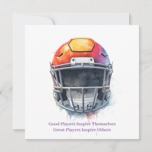 Inspirational Motivational Football Helmet  Holiday Card (Front)