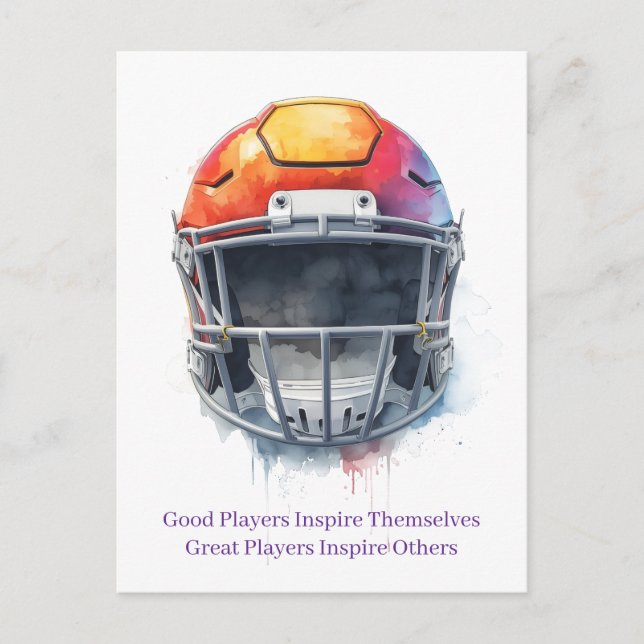 Inspirational Motivational Football Helmet  Holiday Postcard (Front)