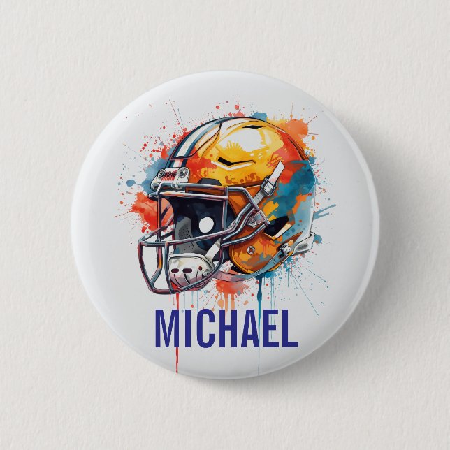 Inspirational Motivational Football Helmet Name 6 Cm Round Badge (Front)