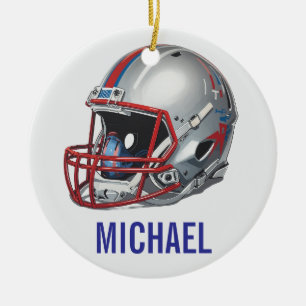 Inspirational Motivational Football Helmet Name Ceramic Tree Decoration