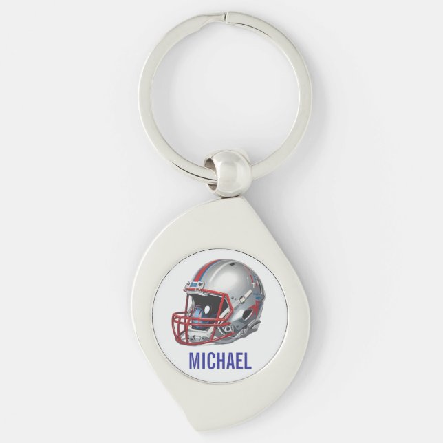 Inspirational Motivational Football Helmet Name Key Ring (Front)