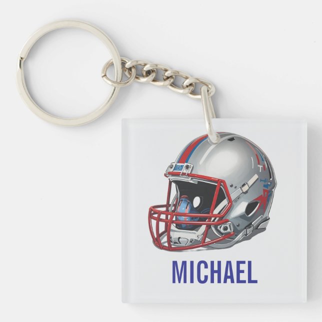 Inspirational Motivational Football Helmet Name Key Ring (Front)