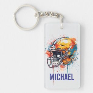Inspirational Motivational Football Helmet Name Key Ring