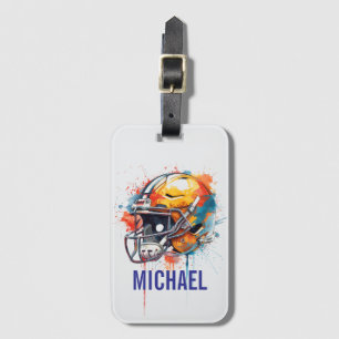 Inspirational Motivational Football Helmet Name Luggage Tag