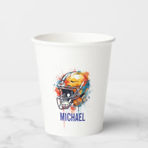 Inspirational Motivational Football Helmet Name Paper Cups